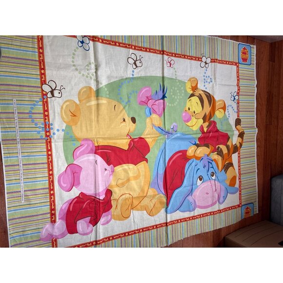 Disney Winnie The Pooh & Friends Cotton Fabric Panel 35"x44" Striped Border Craf - Picture 13 of 15